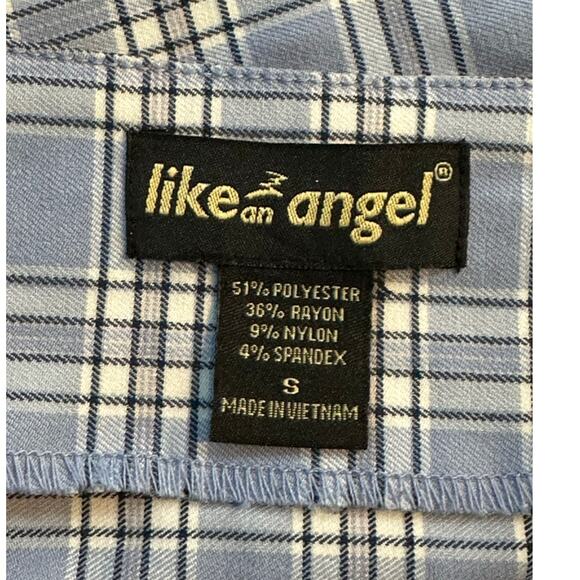 Like an Angel blue plaid fitted tank top blouse size Small - Picture 3 of 13